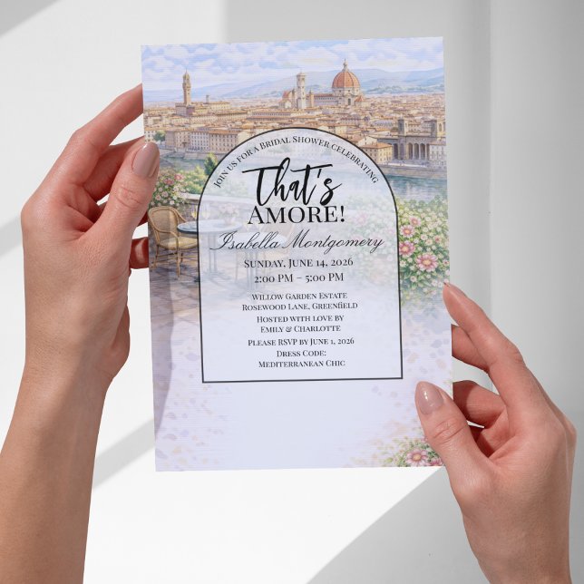 Convite Chuva de Arroz Italiana de Florença That's Amore (Italian Florence That’s Amore Bridal Shower Invitations
)