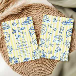 Convite Chuva de Arroz Listras Limão Italiano La Dolce Vit