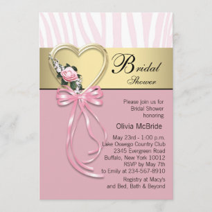 Convite Chuva de Arroz Zebra Dourada Rosa Zebra Casamento