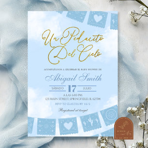 Convite Chuva de azul baby shower espanhol