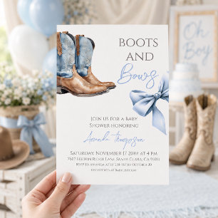 Convite Chuva de Azul - Botas e Laços Ocidentais para Chá