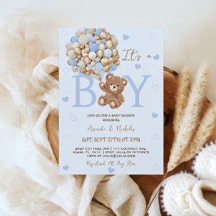 Convite Chuva de Azul É um Menino Baby Shower