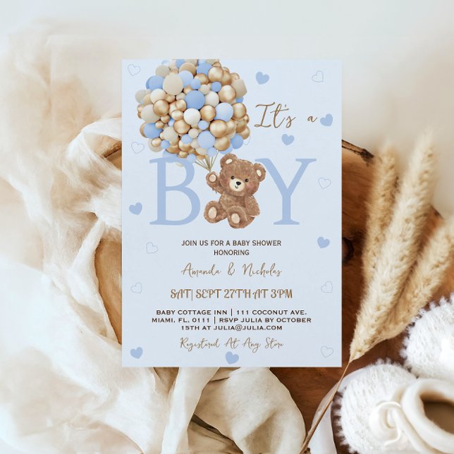 Convite Chuva de Azul É um Menino Baby Shower  (Criador carregado)
