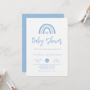 Convite Chuva de Azul Menino Boho Arco-íris Baby Shower 