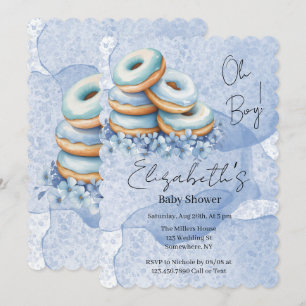 Convite Chuva de Azul - Oh Boy Blue Donuts Baby Shower