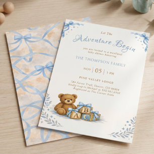 Convite Chuva de Azul - Teddy Bear em Aquarela - Chá de Be