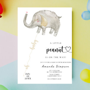 Convite Chuva de Balão de Elefante em Aquarela para Chá de