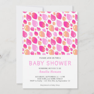 Convite Chuva de Balão Rosa para Bebê Menina Baby Shower
