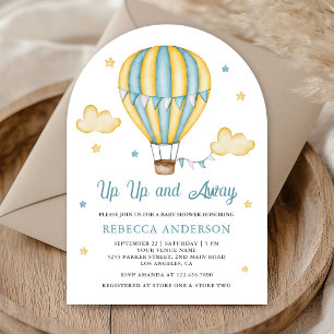 Convite Chuva de Balões Amarelos e Azuis - Baby Shower