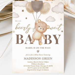 Convite Chuva de Balões do Urso Marrom para Chá de Bebê