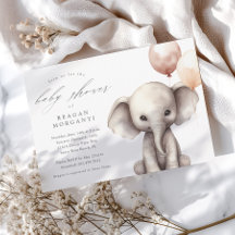 Chuva de Balões Elefante Simples para Chá de Bebê 
