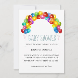 Convite Chuva de Balões Personalizados Arco-Íris Baby Show