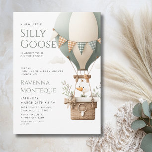 Convite Chuva de Balões Silly Goose Bow Chá de Bebê Flores