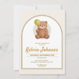Convite Chuva de Balões Urso de Pelúcia Arco Bebê Shower
