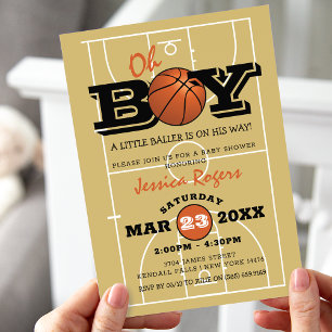 Convite Chuva de Basquete para o Bebê Menino
