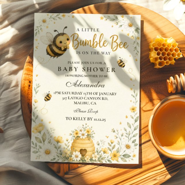Convite Chuva de Bebê Abelha Bumble Caprichosa (Criador carregado)