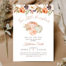 Convite Chuva de Bebê Abóbora de Outono Duas Pequenas Abób