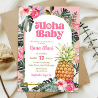 Chuva de Bebê Aloha Floral Tropical de Abacaxi Ros