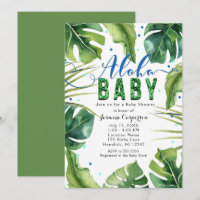 CHUVA DE BEBÊ ALOHA Folhas Tropicais Azul Verde
