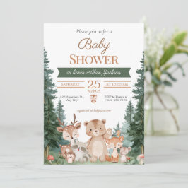 Convite Chuva de Bebê Animais da Floresta Boho