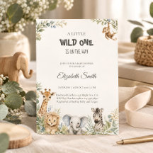 Chuva de Bebê Animais de Safari em Aquarela & Verd
