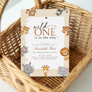 Convite Chuva de Bebê Animais Folhagens Wild One