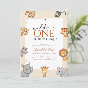 Convite Chuva de Bebê Animais Folhagens Wild One