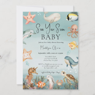 Convite Chuva de Bebê Animais Marinhos Você Logo
