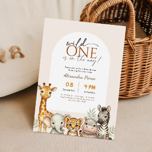Convite Chuva de Bebê Animais Safari Moderno Wild One