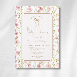 Convite Chuva de Bebê Arco Floral de Gladíolo Blush Vintag