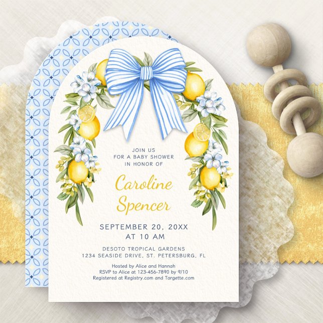 Convite Chuva de Bebê Arco Floral Limão de Amalfi (Criador carregado)
