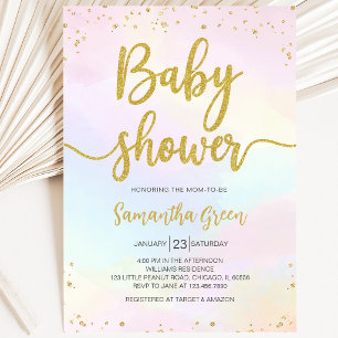 Convite Chuva de Bebê Arco-íris Oh Baby