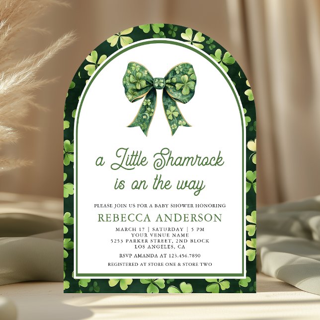 Convite Chuva de Bebê Arco Verde Pequeno Shamrock (Criador carregado)