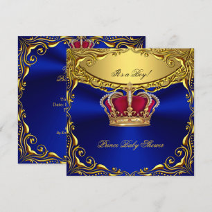 Convite Chuva de Bebê Azul Real Príncipe Bebê Chuveiro Ver