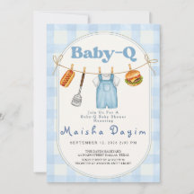 Chuva de Bebê Baby-Q Azul Xadrez Corda de Roupas