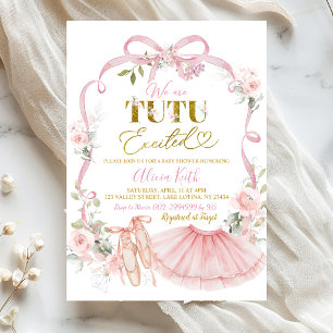 Convite Chuva de Bebê Bailarina Coquette com Laço Floral R
