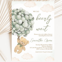 Convite Chuva de Bebê Balão Urso Verde