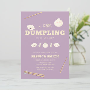 Convite Chuva de Bebê Bao Dumpling Kawaii Moderna Roxa