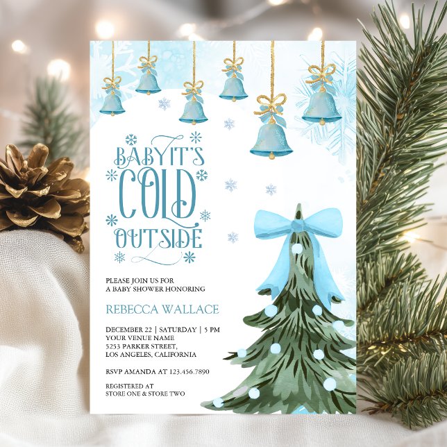 Convite Chuva de Bebê Bebê Azul Natal Fora de Casa (Criador carregado)