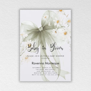 Convite Chuva de Bebê Bebê em Flor Arco Floral de Sage Sua