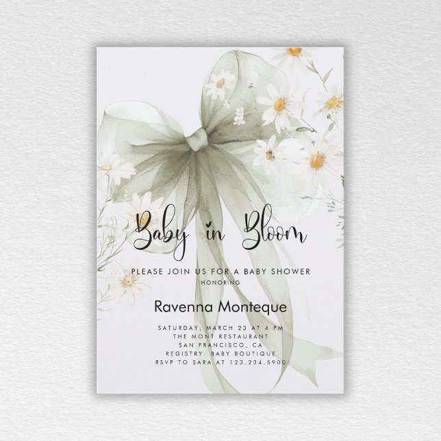 Convite Chuva de Bebê Bebê em Flor Arco Floral de Sage Sua (Criador carregado)