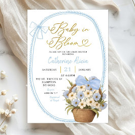 Convite Chuva de Bebê Bebê em Flor Margarida Arco Azul Pri