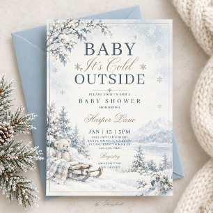 Convite Chuva de Bebê 'Bebê Está Frio Lá Fora'