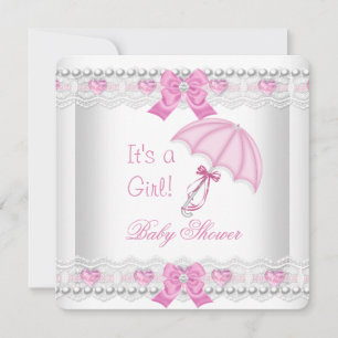 Convite Chuva de Bebê Bebê Menina Guarda-Chuva de Renda Ro