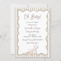 Chuva de Bebê Beige Neutro Desenhado à Mão Caprich