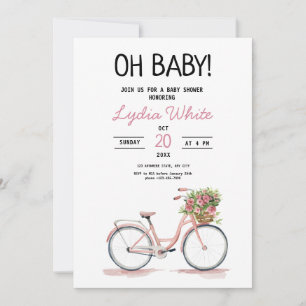 Convite Chuva de bebê bicicleta chuva de bebê floral bebê 