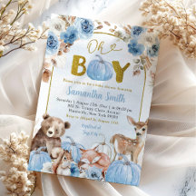Chuva de Bebê Blue Boho Woodland Fall Pumpkin