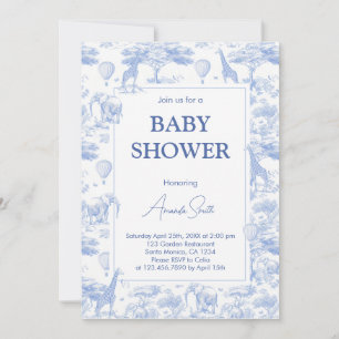 Convite Chuva de bebê Blue Chinoiserie Toile de Jouy