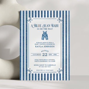 Convite Chuva de Bebê Blue Jean Faixa Costeira Escura Arco