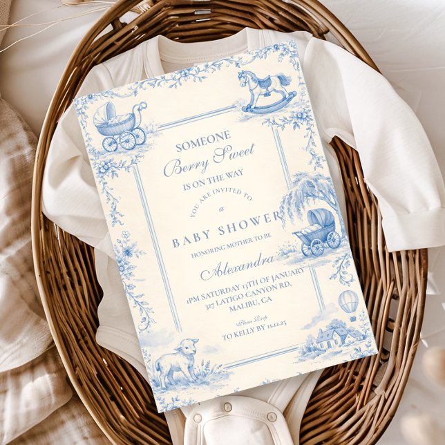 Convite Chuva de Bebê Blue Nursery Toile (Criador carregado)